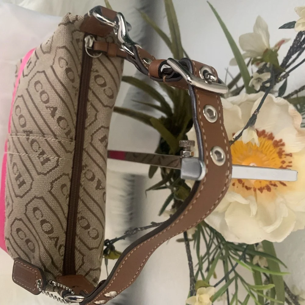 RARE Coach Signature Brown and Pink Women's Mini Bag